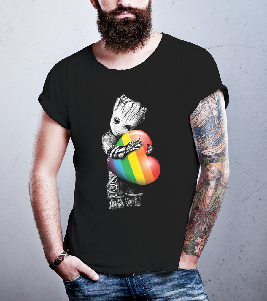 Only Today Cute Tree Creature Hugging Rainbow Heart T-Shirt