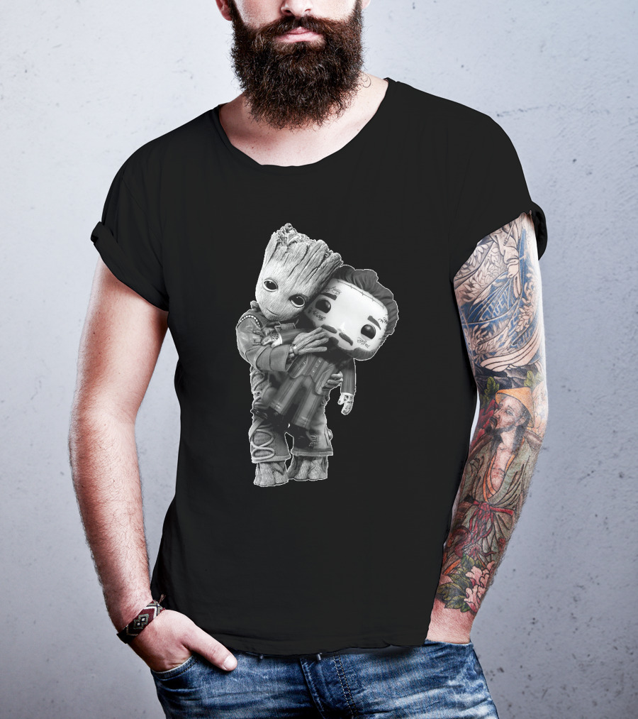 Only Today Baby Tree Character Holding Masked Figure T-Shirt