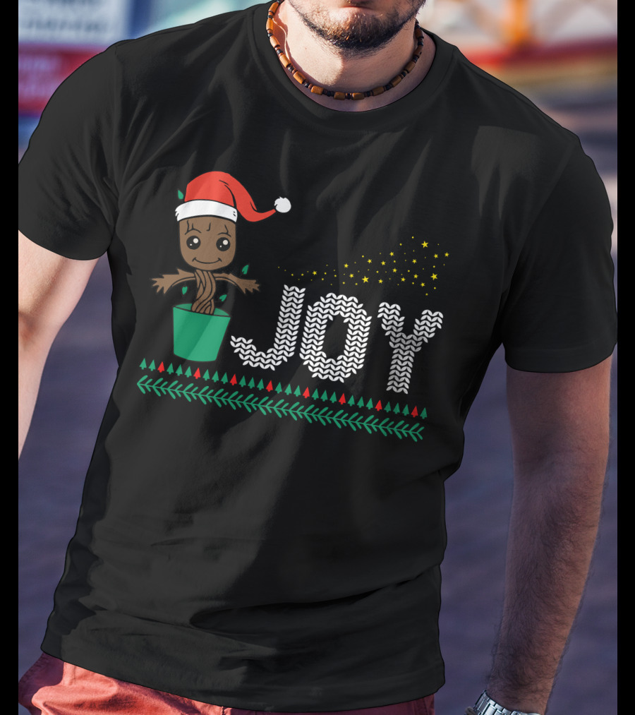 Joy Christmas Groot Santa Hat Holiday T-Shirt