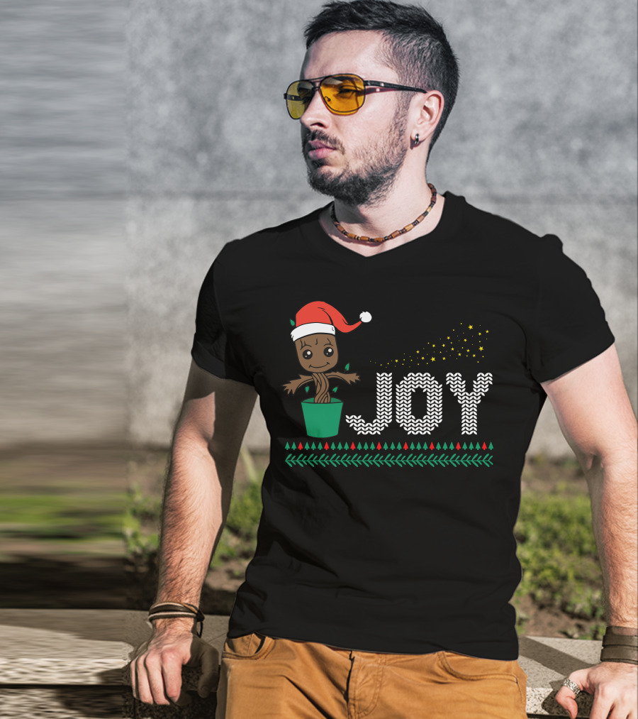 Joy Christmas Groot Santa Hat Holiday T-Shirt