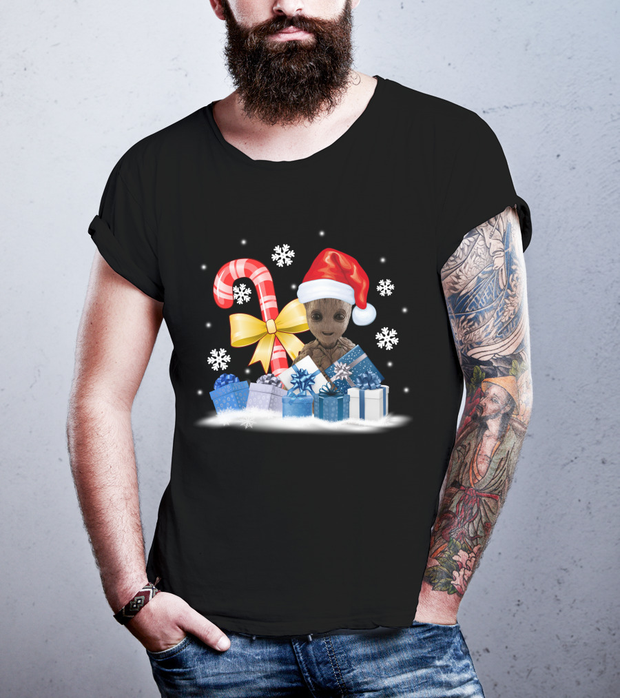 Only Today Christmas Groot Candy Cane Snowflakes T-Shirt