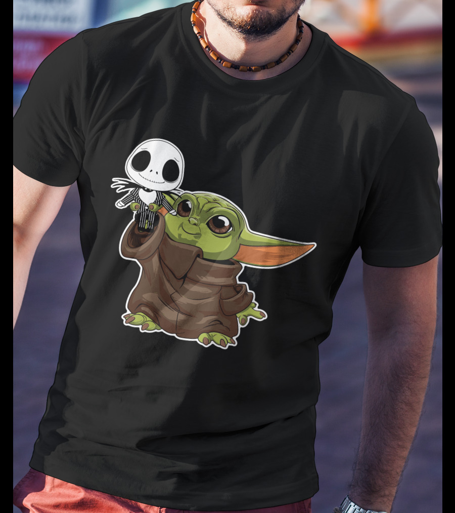 Baby Yoda Holding Jack Skellington T-Shirt