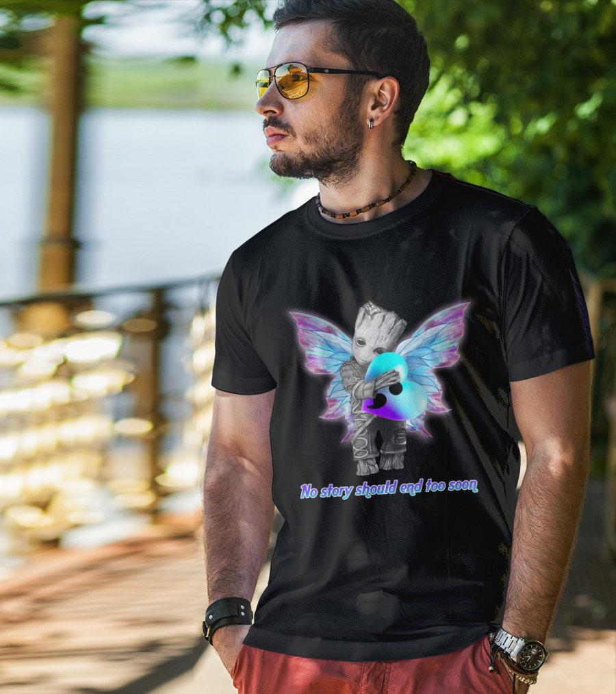 No Story Should End Too Soon Colorful Heart Wings Character T-Shirt