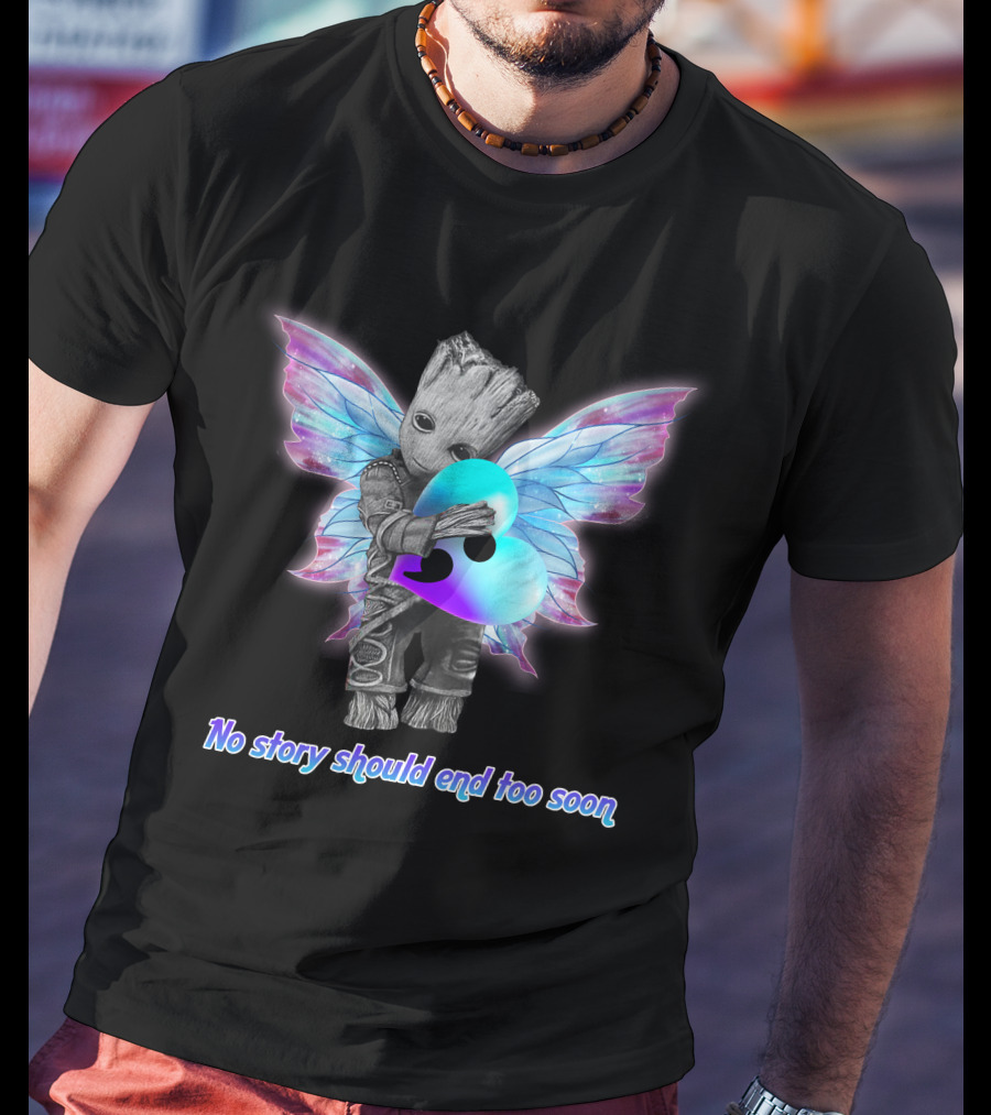 No Story Should End Too Soon Colorful Heart Wings Character T-Shirt