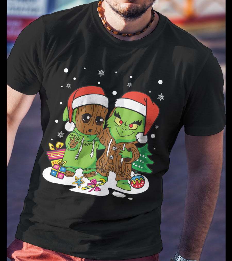 Christmas Friends Santa Hats Holiday Celebration Snowflakes Presents T-Shirt