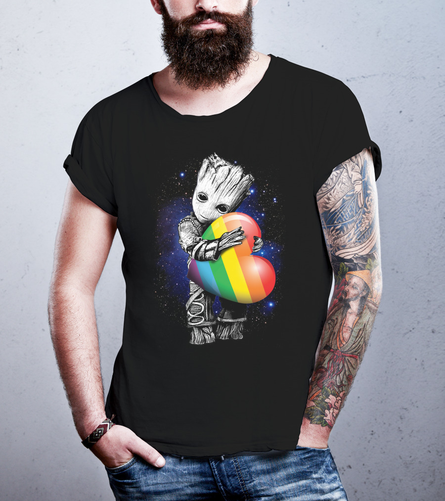 Rainbow Heart Galaxy Cute Tree Character T-Shirt