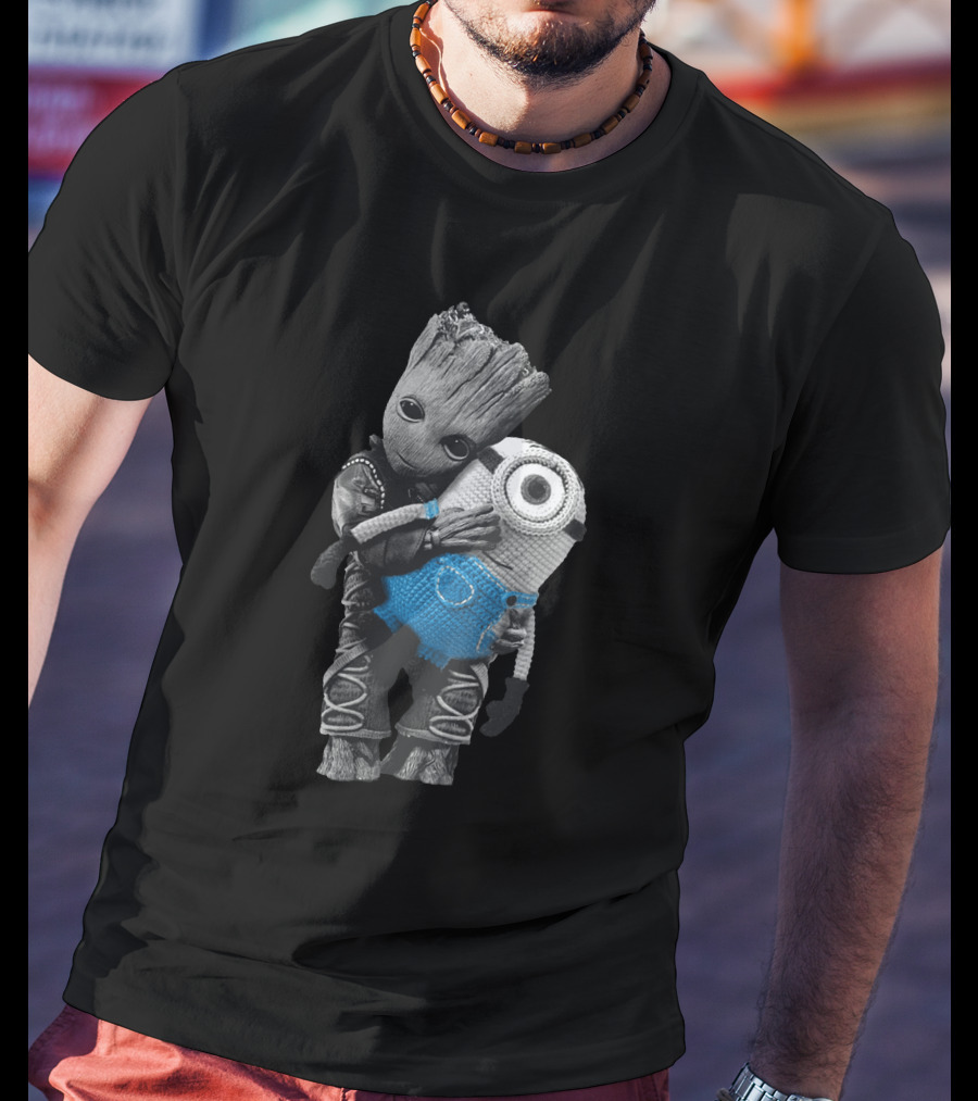 Baby Groot Hugging Minion T-Shirt