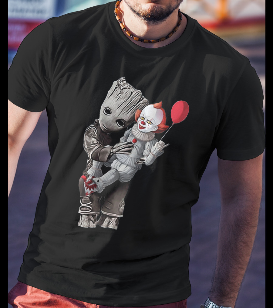 Groot Holding Pennywise With Balloon T-Shirt