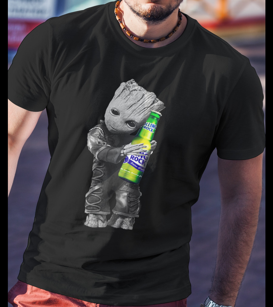 Groot Hugging Rolling Rock Beer T-Shirt