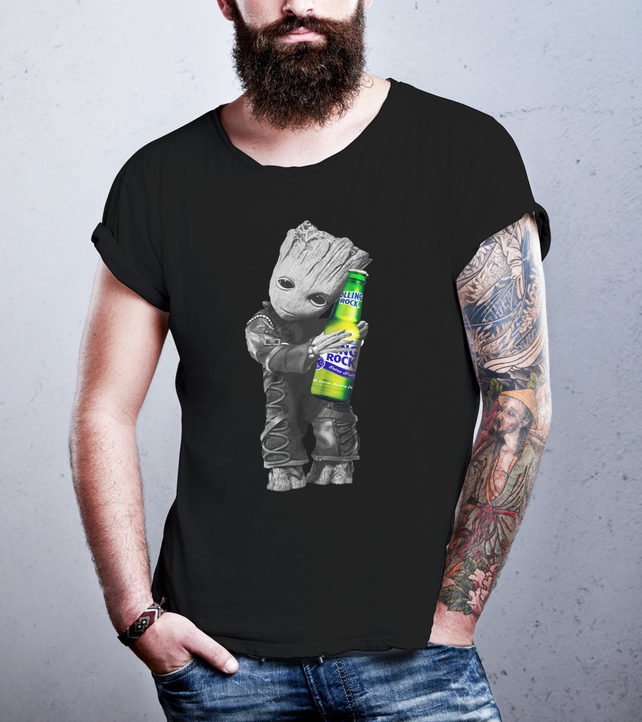 Groot Hugging Rolling Rock Beer T-Shirt