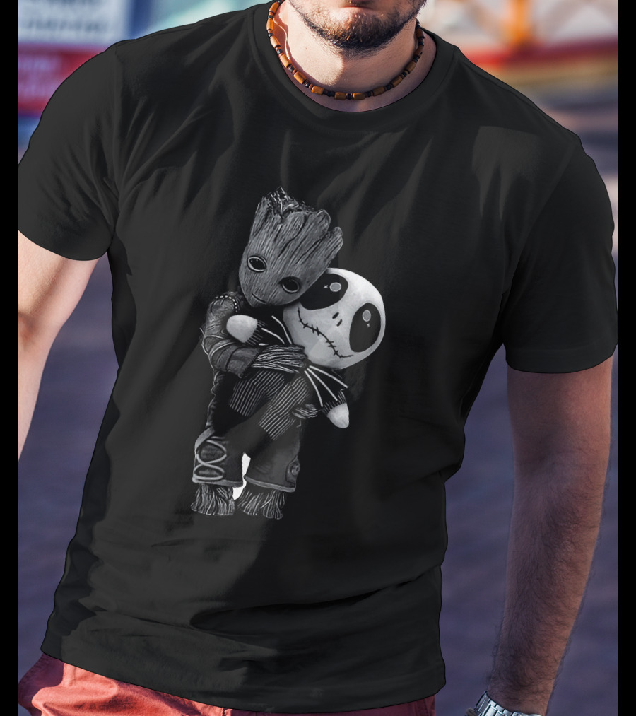 Groot Hugging Jack Skellington T-Shirt