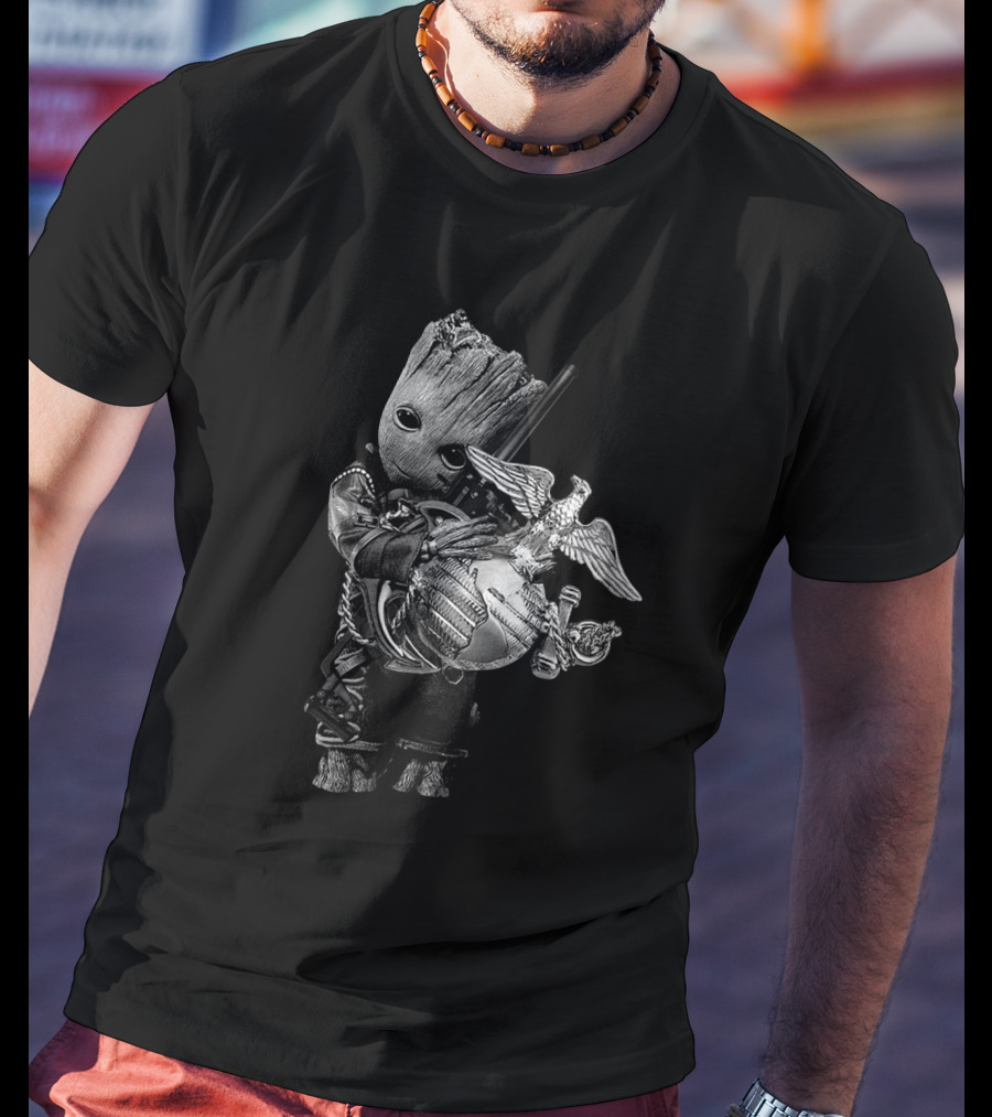Usmc Eagle Globe Anchor With 45 Guardian Hero Character T-Shirt
