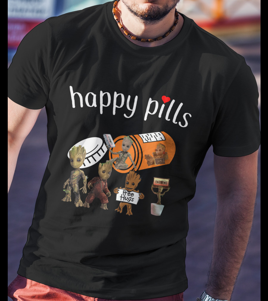 Happy Pills Groot Free Hugs Cassette Planter T-Shirt