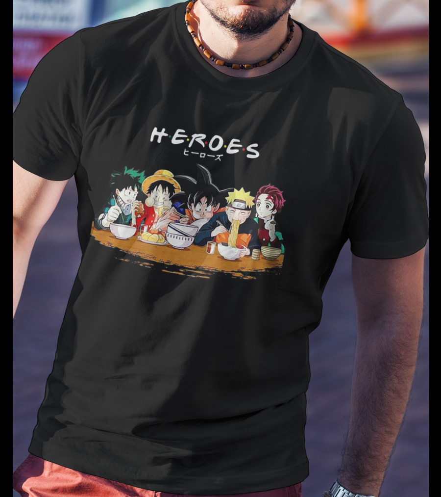 HEROES Anime Characters Dining Together VR215 T-Shirt