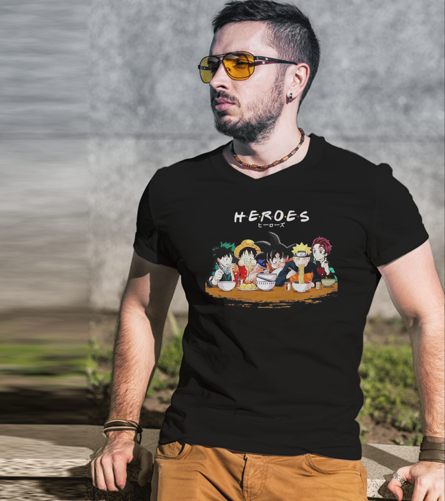 HEROES Anime Characters Dining Together VR215 T-Shirt