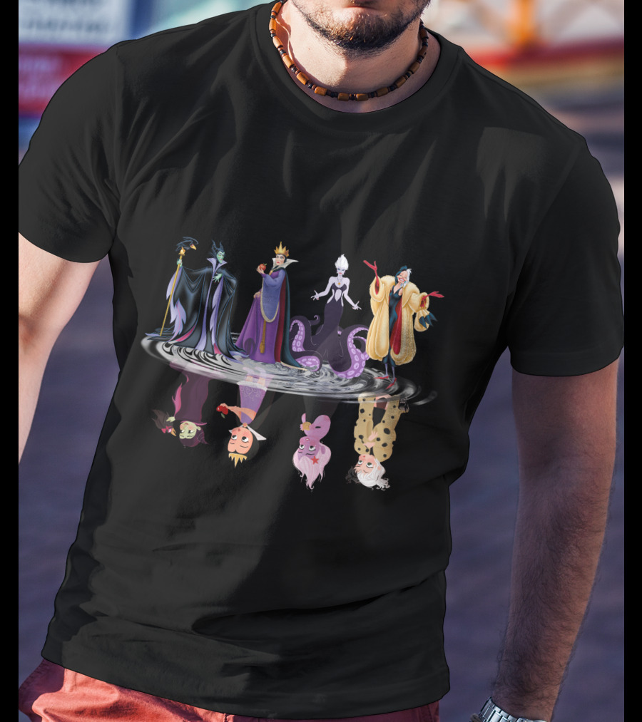 Witchs ZN384 Evil Queen Maleficent Ursula Cruella De Vil Reflections T-Shirt
