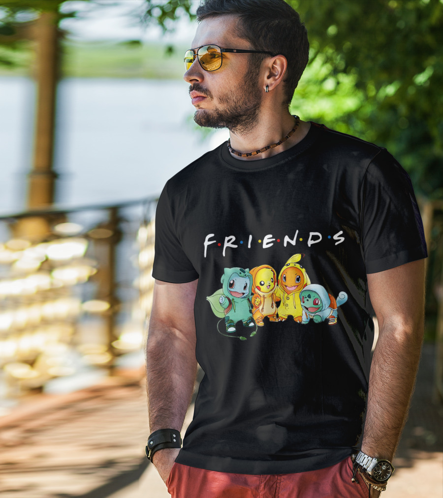 FRIENDS Pikachu ZN443 Bulbasaur Charmander Squirtle T-Shirt