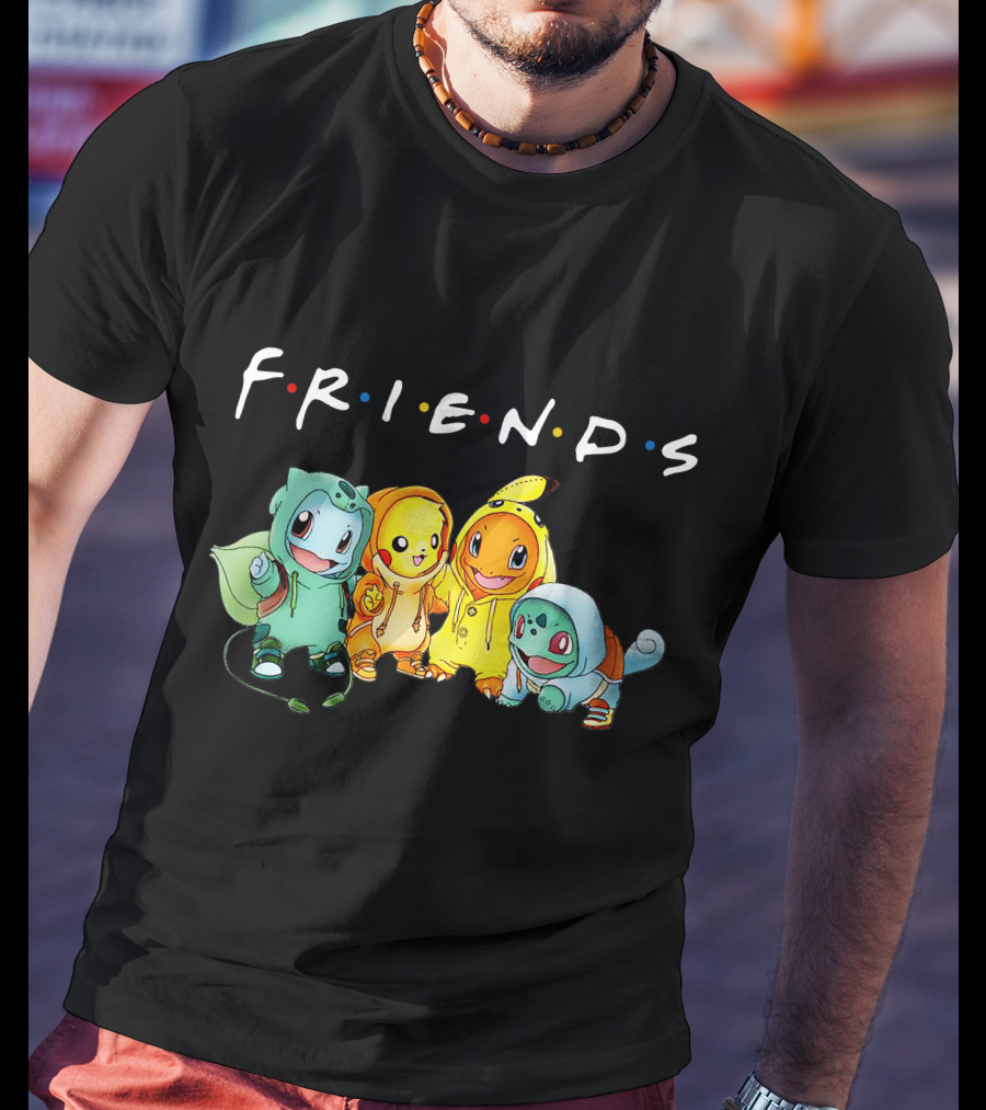 FRIENDS Pikachu ZN443 Bulbasaur Charmander Squirtle T-Shirt