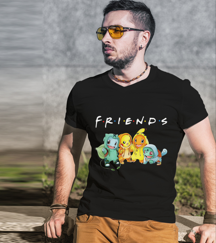 FRIENDS Pikachu ZN443 Bulbasaur Charmander Squirtle T-Shirt