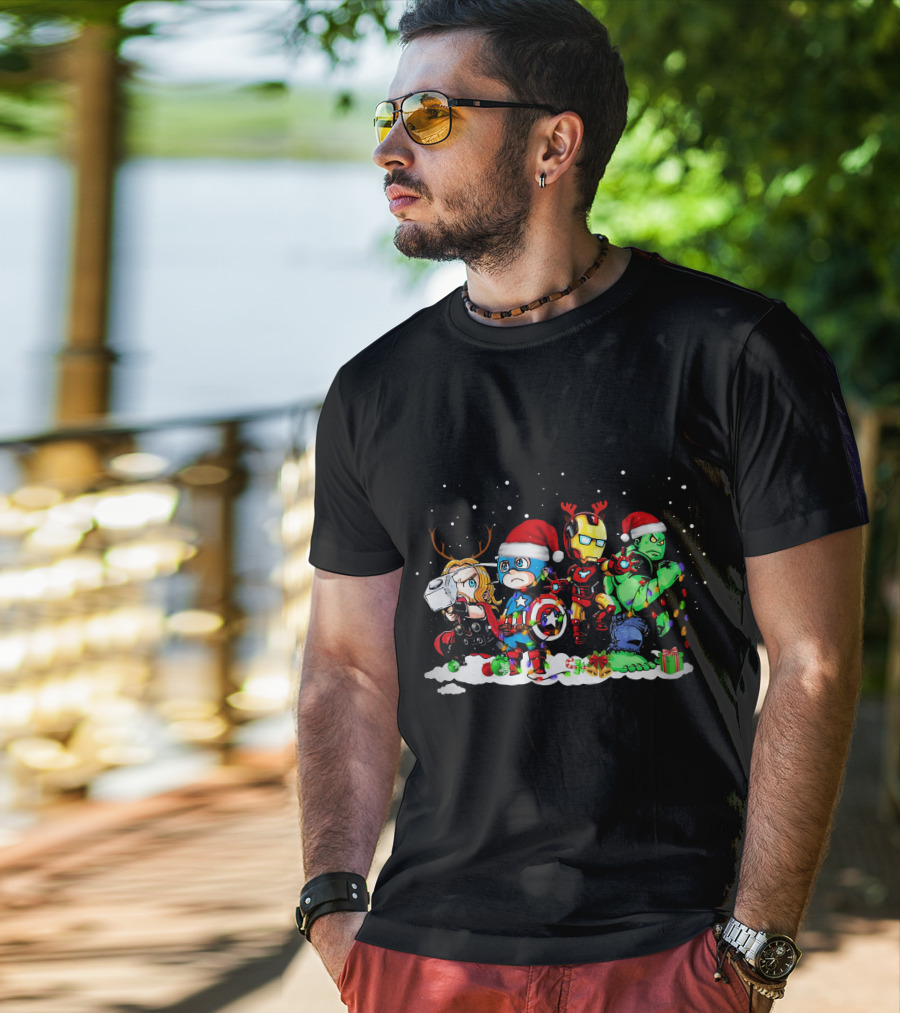 Captain America Iron Man Thor Hulk Christmas ZN913 T-Shirt