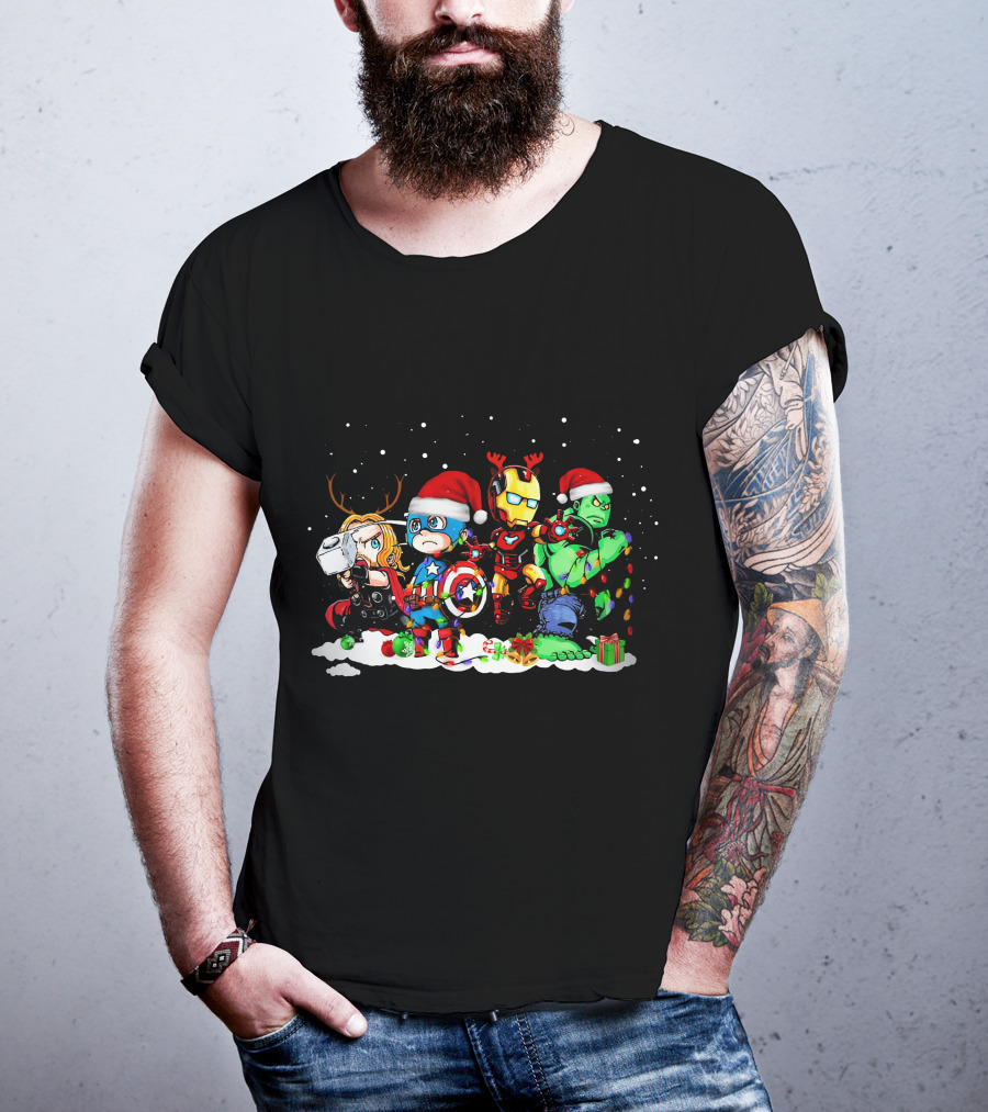 Captain America Iron Man Thor Hulk Christmas ZN913 T-Shirt