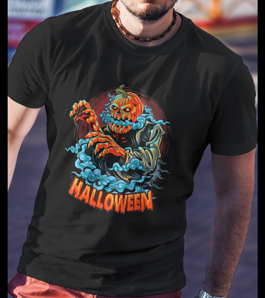 Halloween Pumpkin Zombie Smoker Zombe T-Shirt