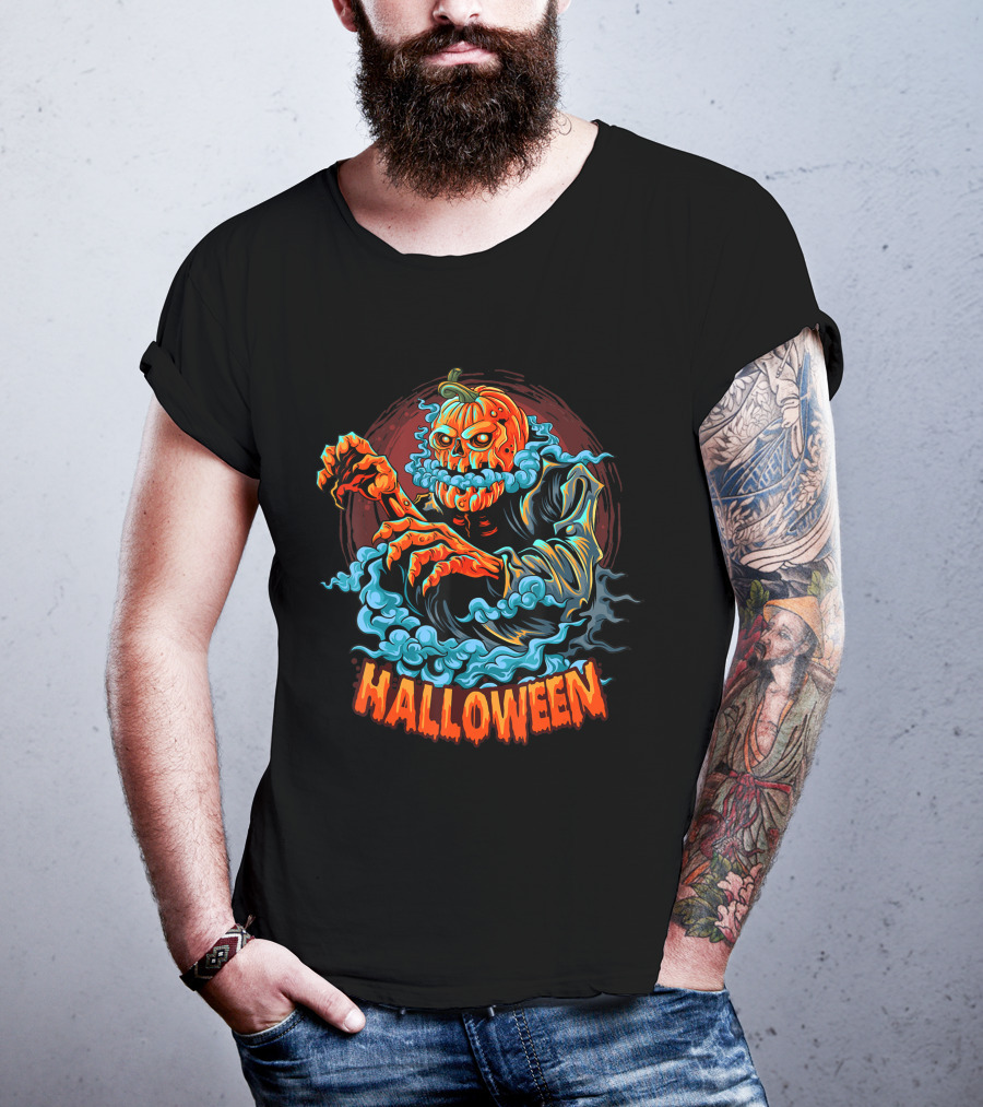 Halloween Pumpkin Zombie Smoker Zombe T-Shirt