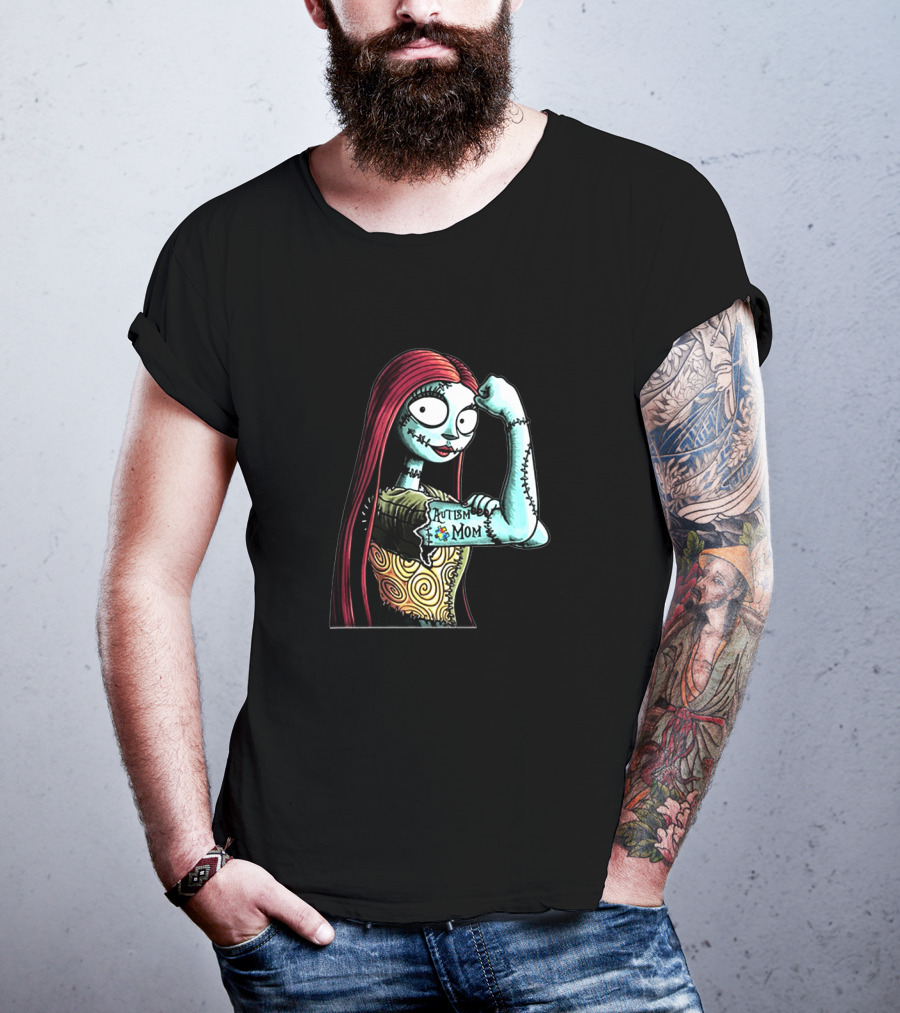 Sally Strong Autism Mom Rosie Riveter Style Character Strength T-Shirt