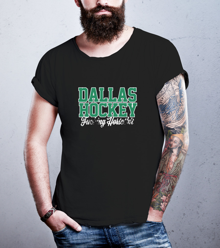 Dallas Hockey Frustration Expression Bold Green Lettering T-Shirt