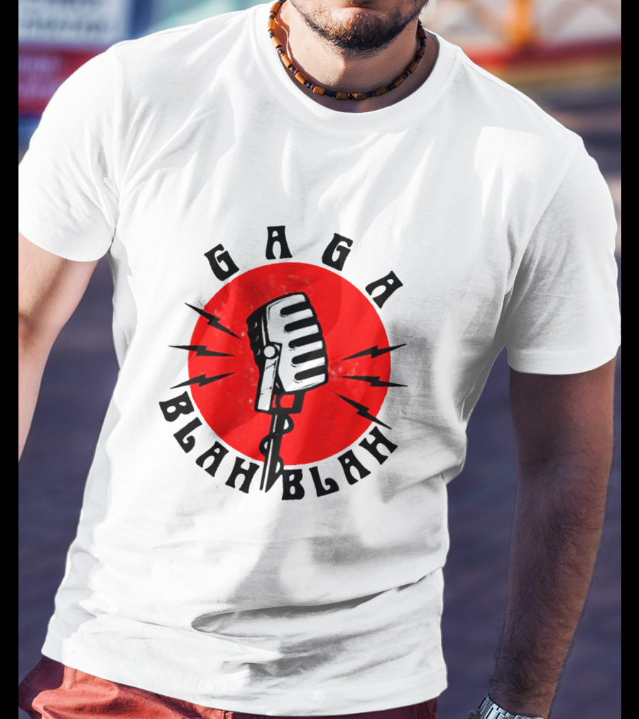 Gaga Blah Blah Vintage Microphone Red Circle Lightning T-Shirt