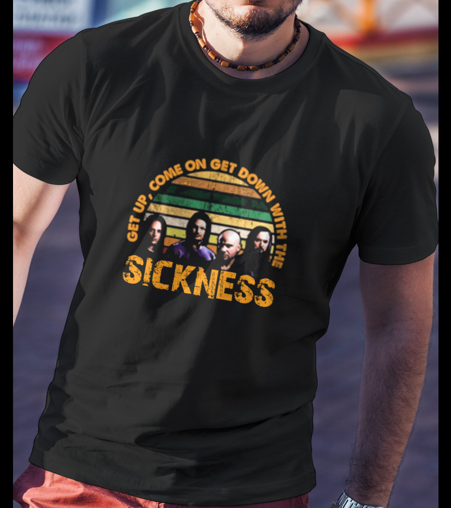 Get Up Come On Get Down With The Sickness Band Members Iconic Circle T-Shirt
