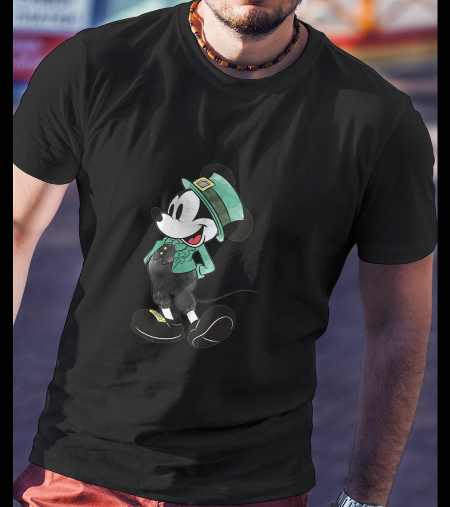 Mickey Mouse Leprechaun Hat And Irish T-Shirt