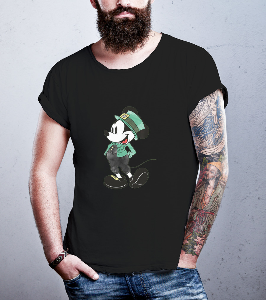 Mickey Mouse Leprechaun Hat And Irish T-Shirt