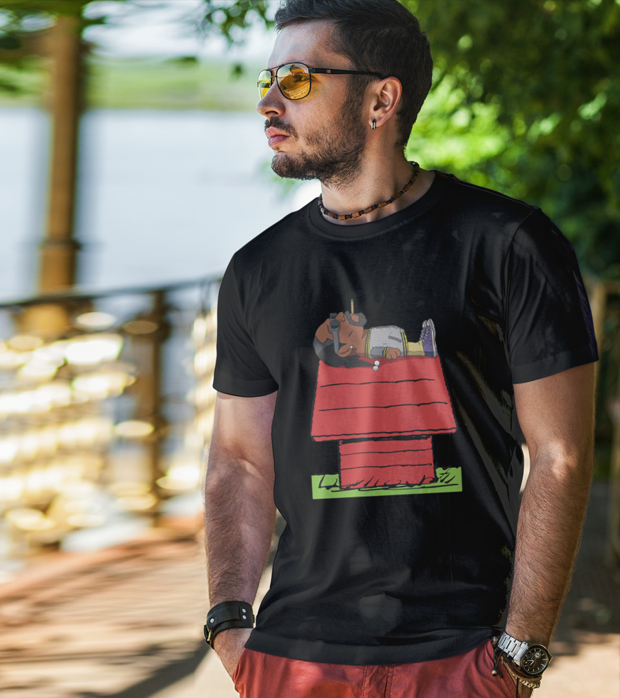 Snoop Dogg Relaxing On Iconic Red Doghouse T-Shirt