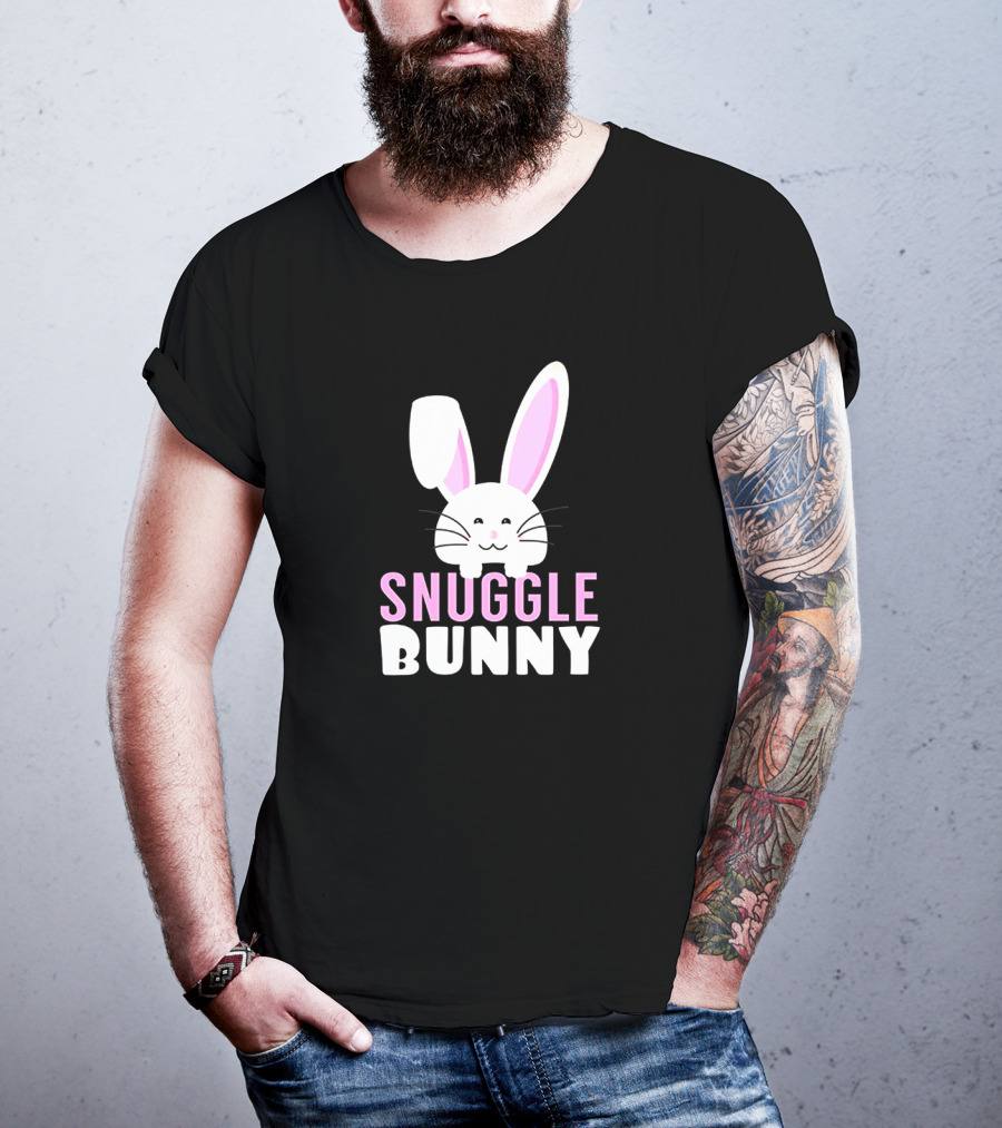 Snuggle Bunny Rabbit Cute Pink Eared Cartoon T-Shirt