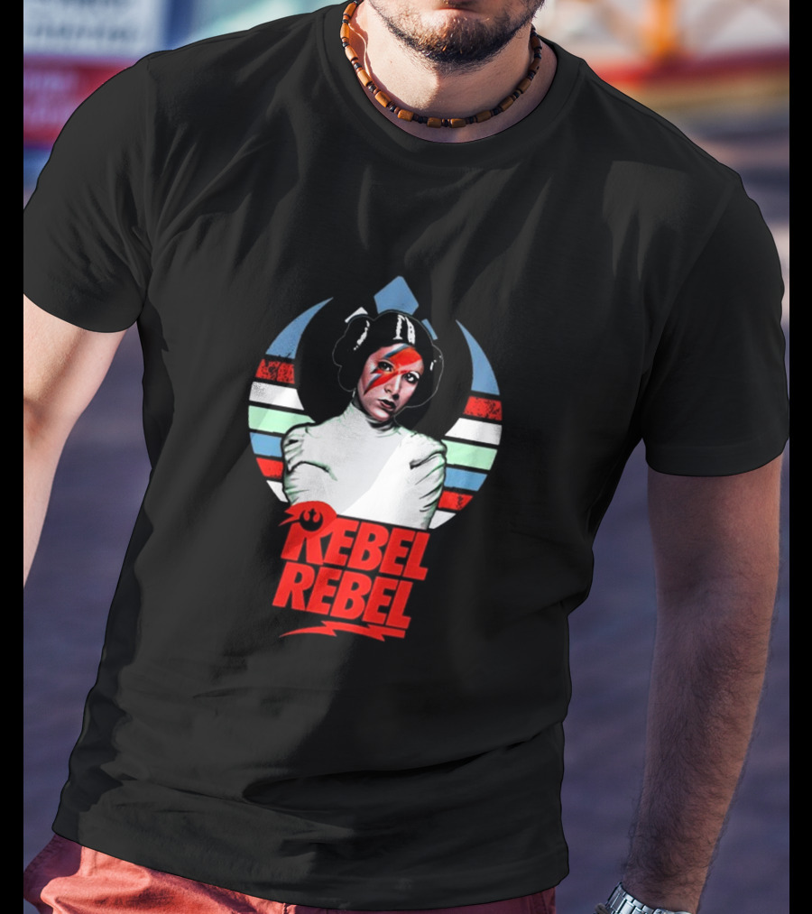 Rebel Rebel Star Wars Princess Leia With Ziggy Stardust Face Paint T-Shirt