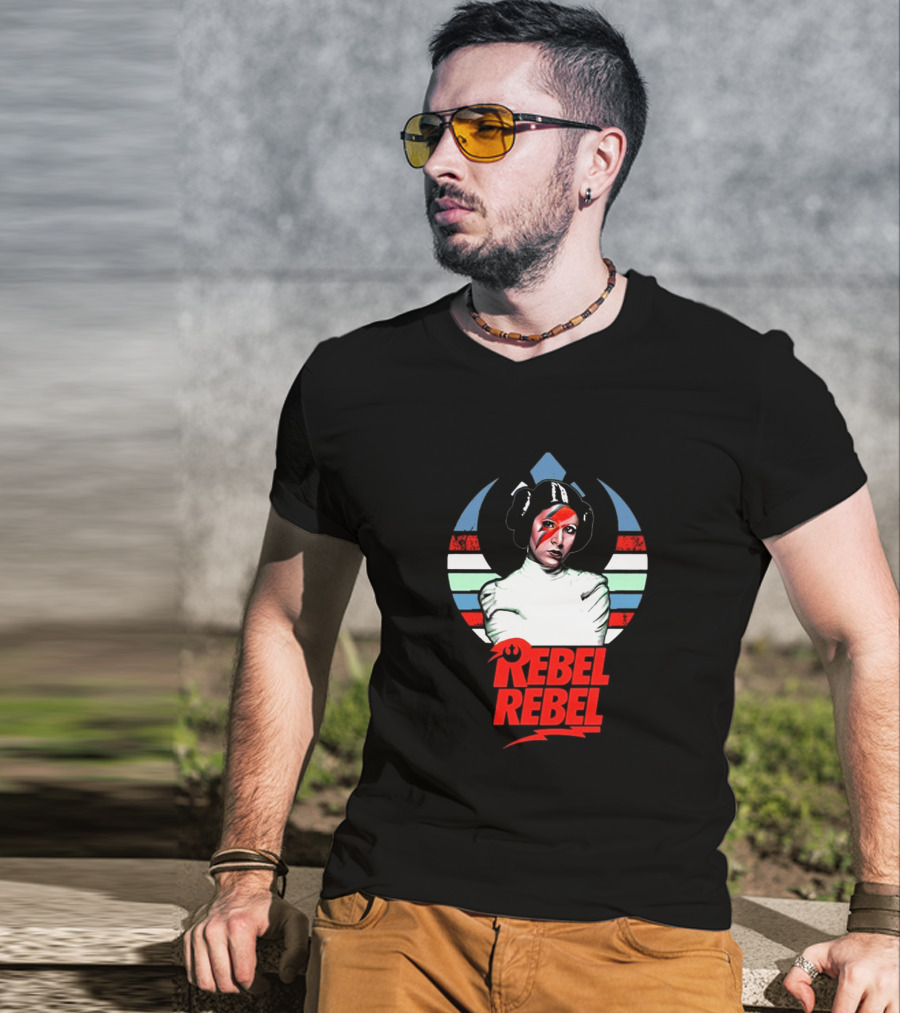 Rebel Rebel Star Wars Princess Leia With Ziggy Stardust Face Paint T-Shirt
