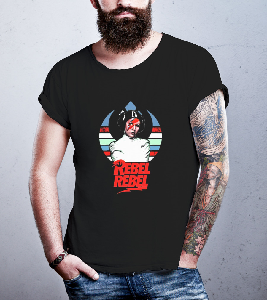 Rebel Rebel Star Wars Princess Leia With Ziggy Stardust Face Paint T-Shirt