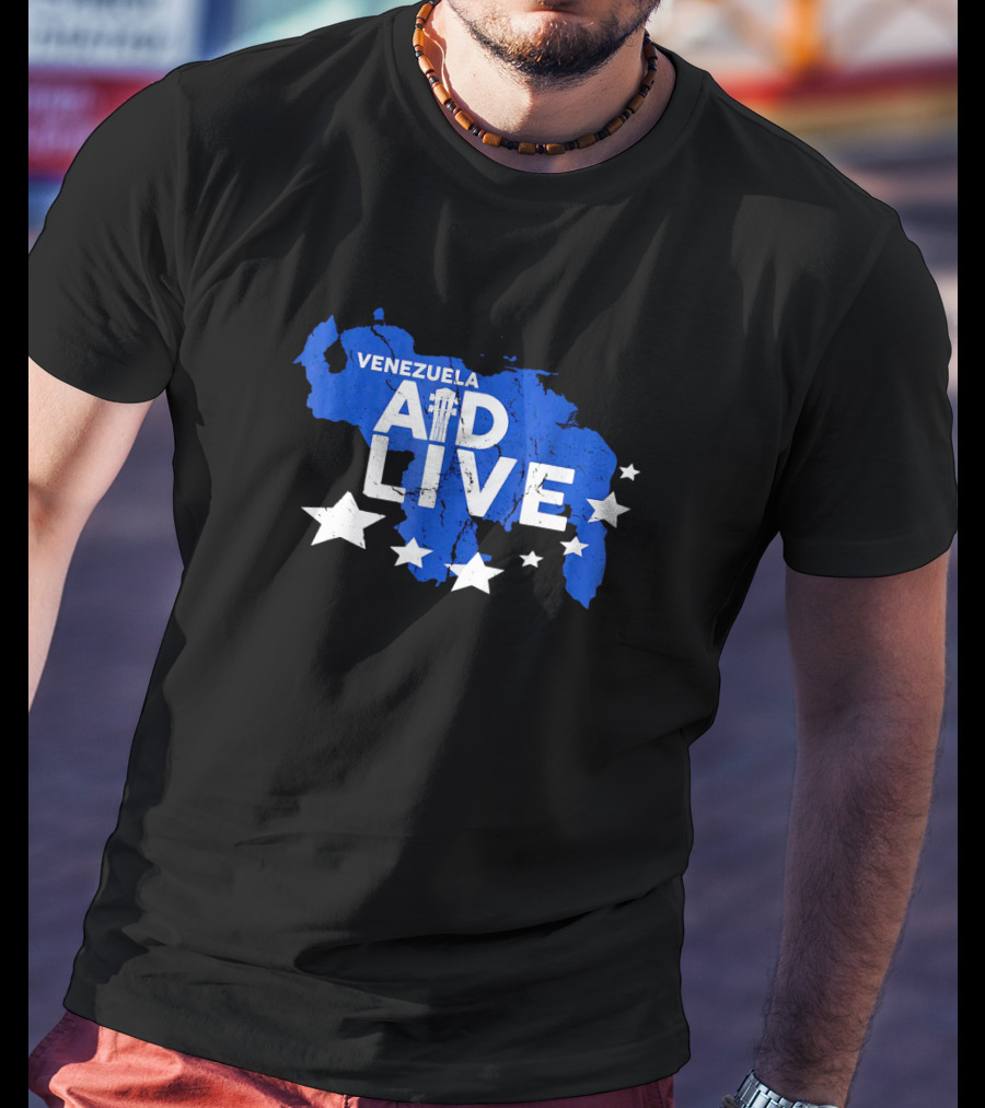 Venezuela Aid Live Blue Map And Stars T-Shirt