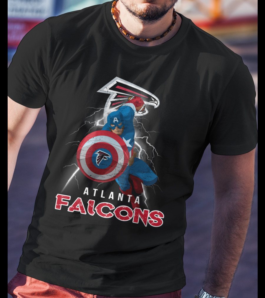 Atlanta Falcons Captain America Nfl Shield Lightning T-Shirt