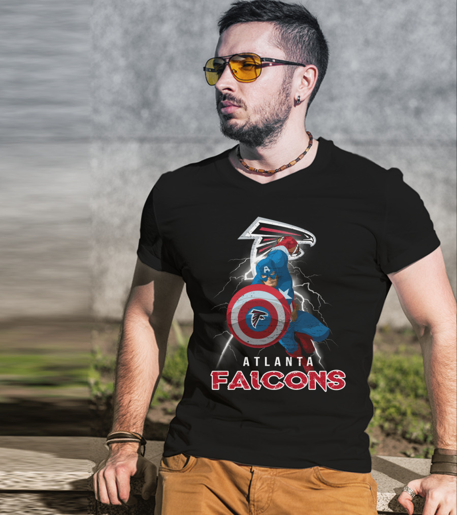 Atlanta Falcons Captain America Nfl Shield Lightning T-Shirt
