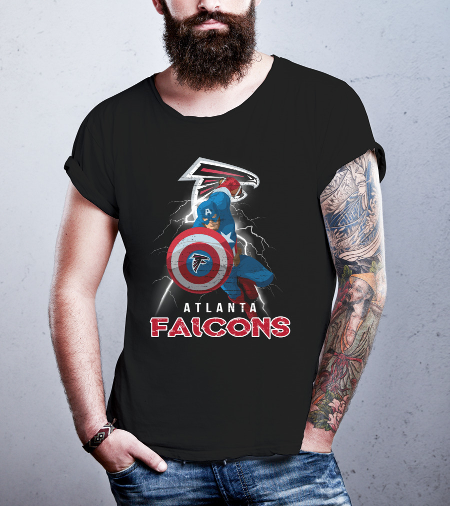Atlanta Falcons Captain America Nfl Shield Lightning T-Shirt