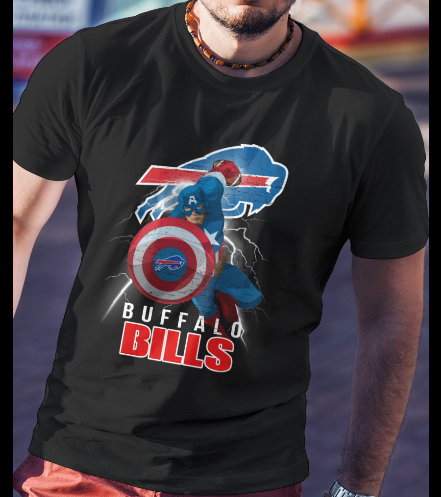 Captain America Buffalo Bills Nfl Superhero Collaboration T-Shirt
