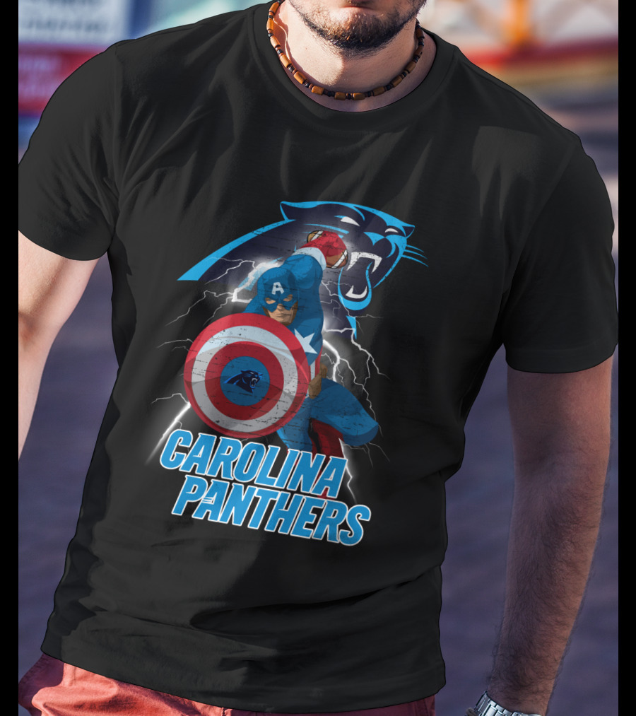 Carolina Panthers Captain America Nfl Crossover T-Shirt