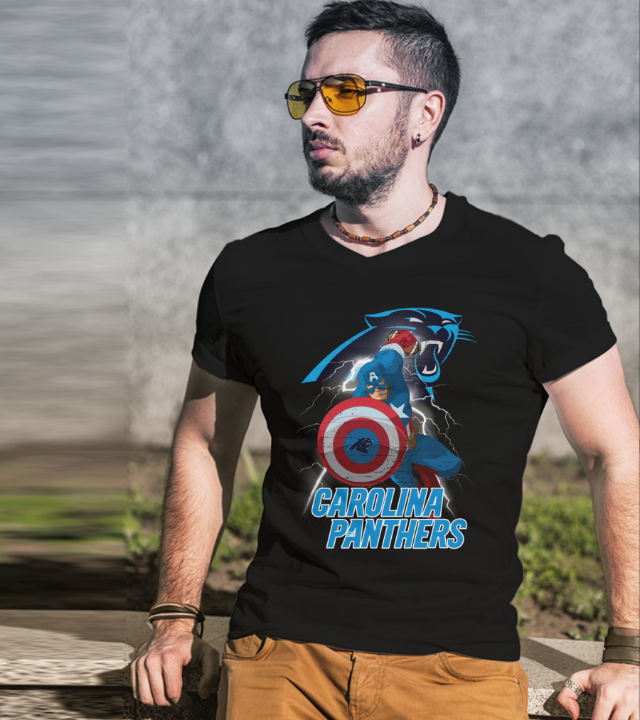 Carolina Panthers Captain America Nfl Crossover T-Shirt