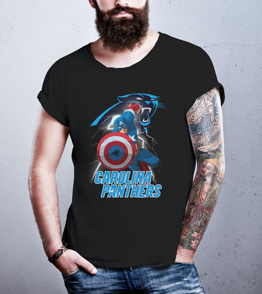 Carolina Panthers Captain America Nfl Crossover T-Shirt
