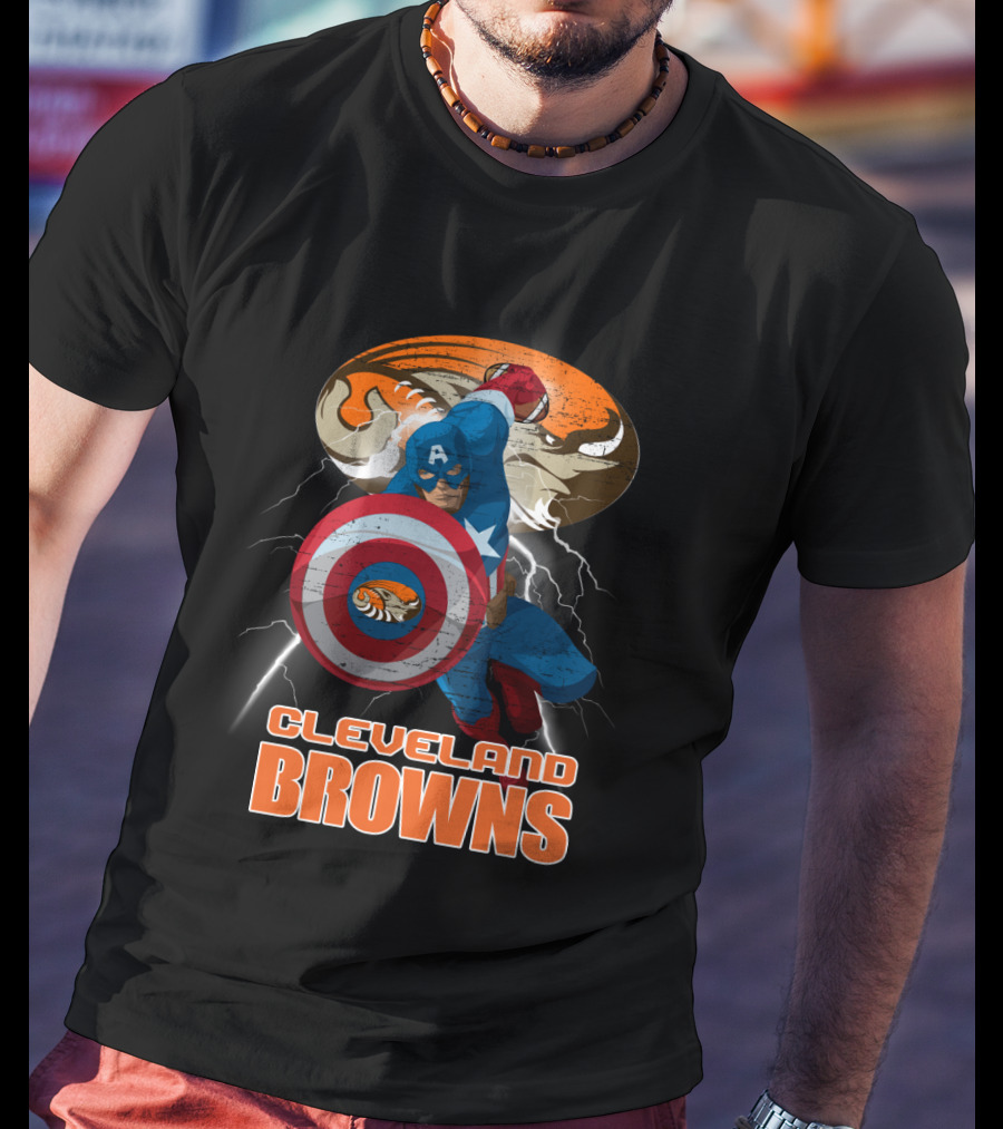 Captain America Cleveland Browns Nfl Football Crossover T-Shirt
