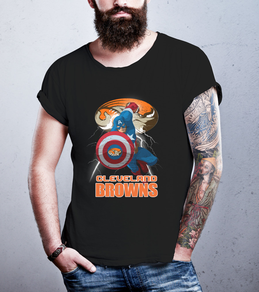 Captain America Cleveland Browns Nfl Football Crossover T-Shirt