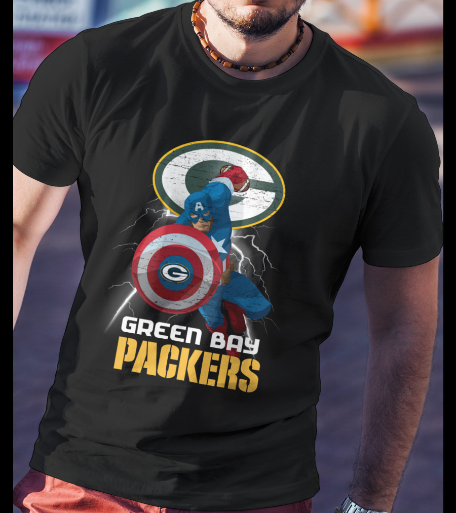Green Bay Packers Captain America Shield Nfl Crossover T-Shirt