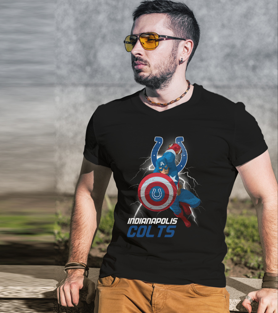 Indianapolis Colts Captain America Nfl Collaboration T-Shirt